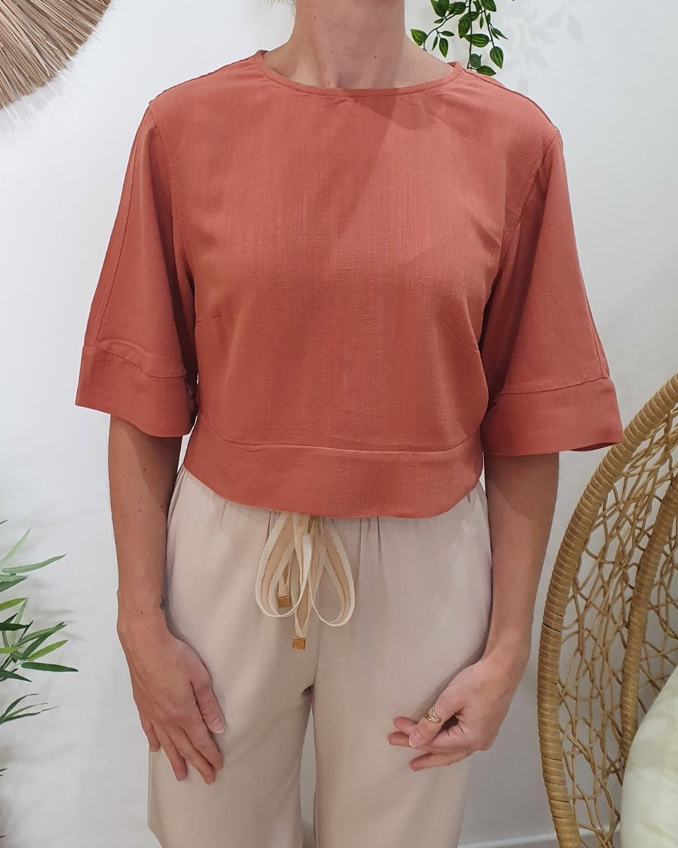 Blouse femme terracota dos noué Athelia