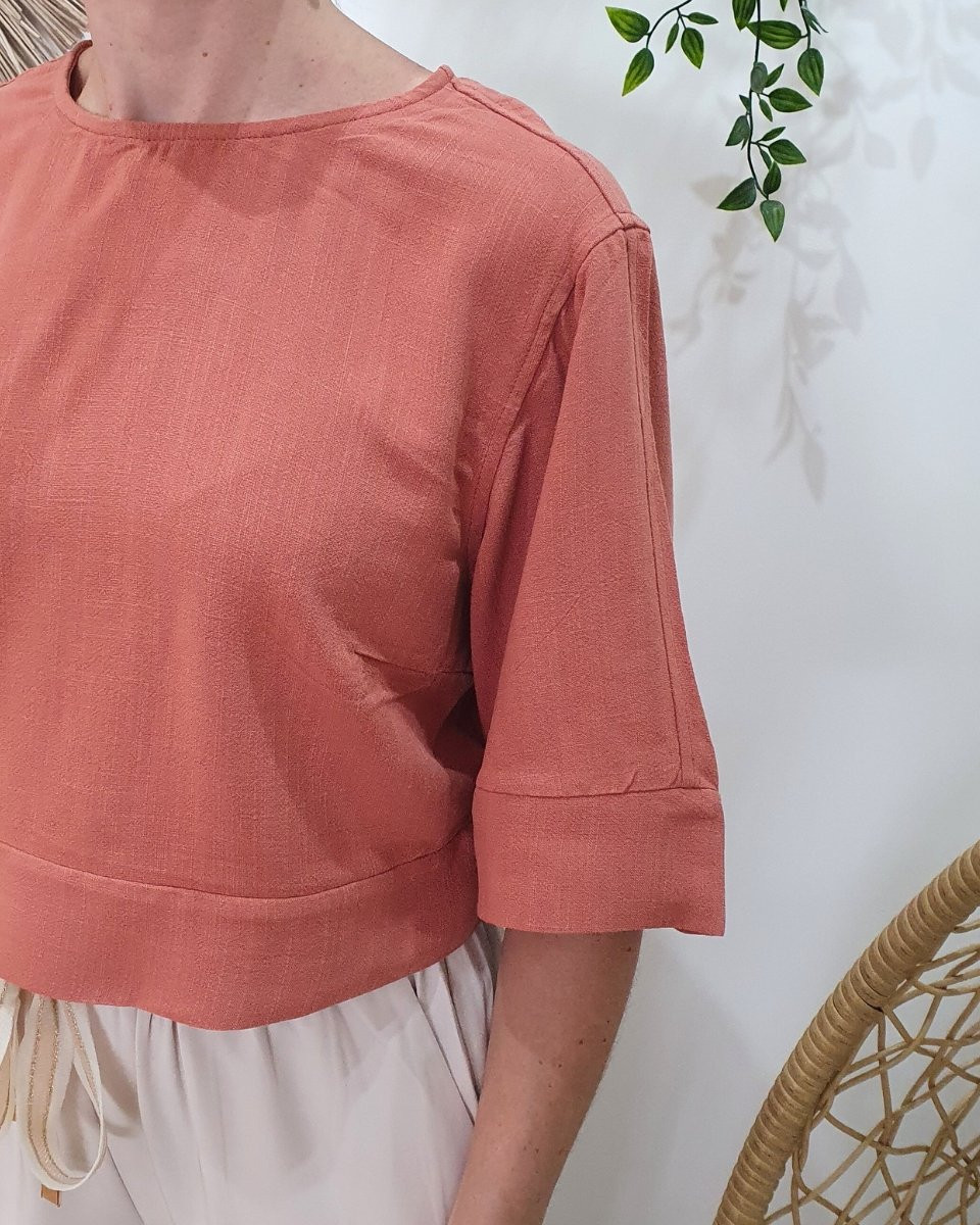 Blouse femme terracota dos noué Athelia
