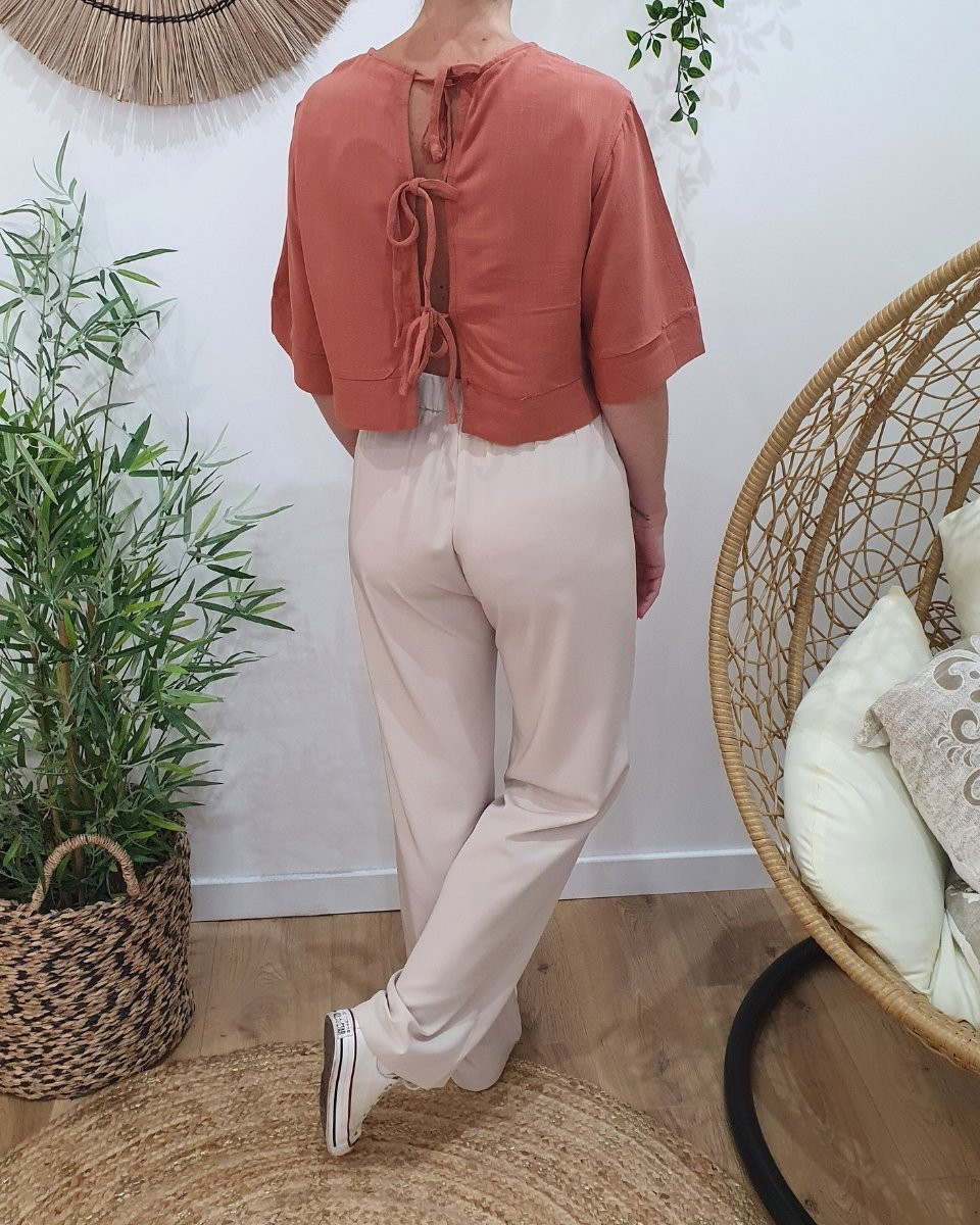 Blouse femme terracota dos noué Athelia
