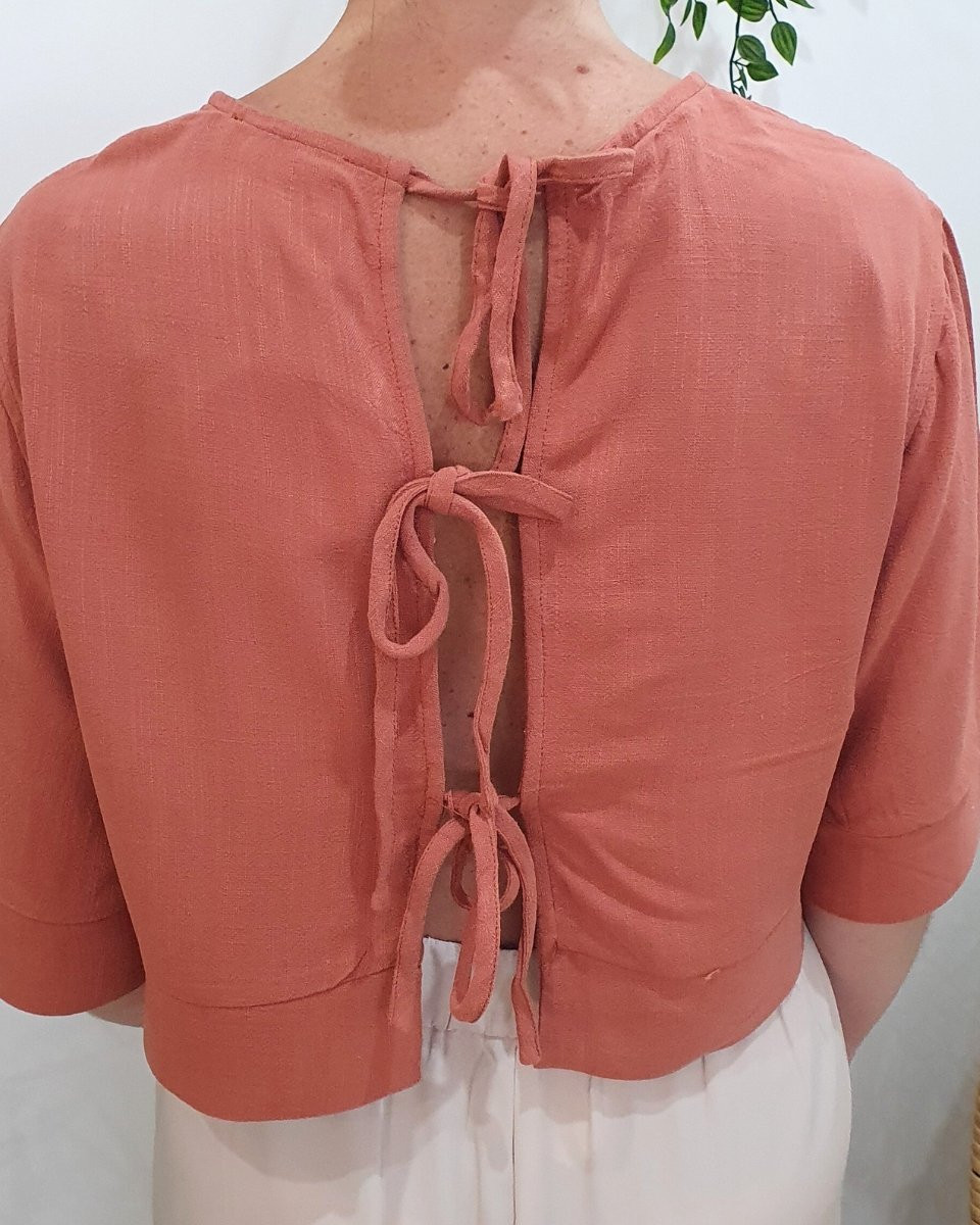 Blouse femme terracota dos noué Athelia