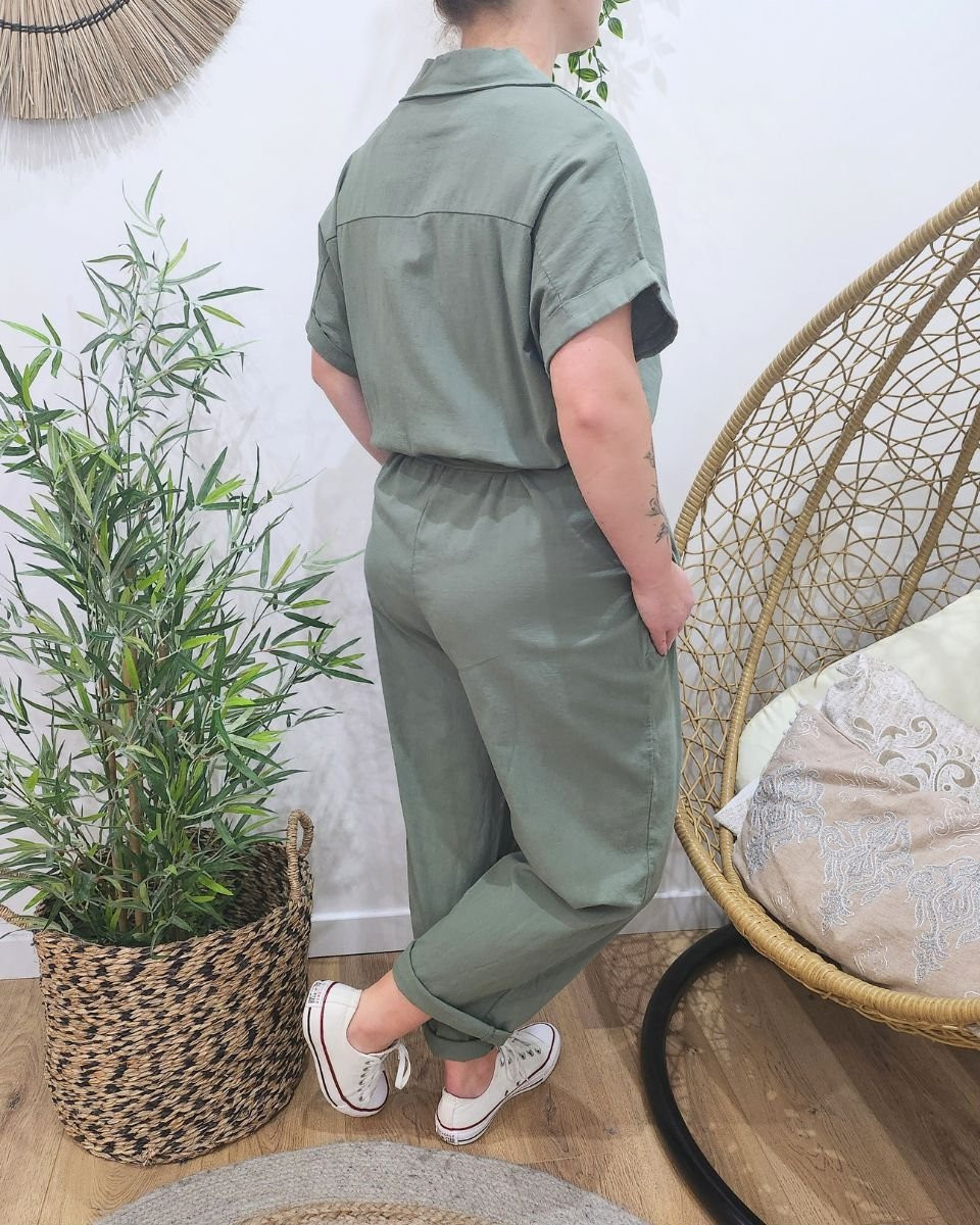 Combinaison femme grande taille coton lin Rosita