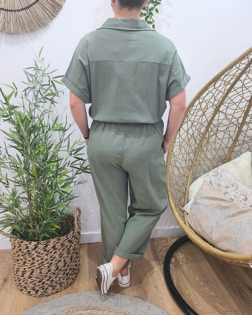 Combinaison femme grande taille coton lin Rosita