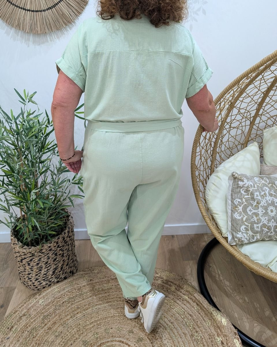 Combinaison femme grande taille coton lin Rosita