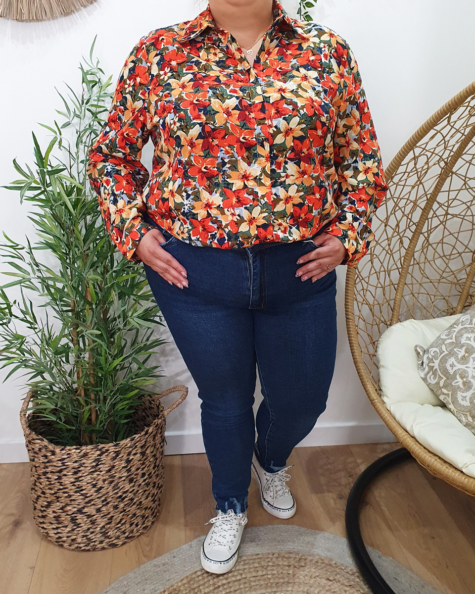 Chemisier femme fleuri multicolore Josiane