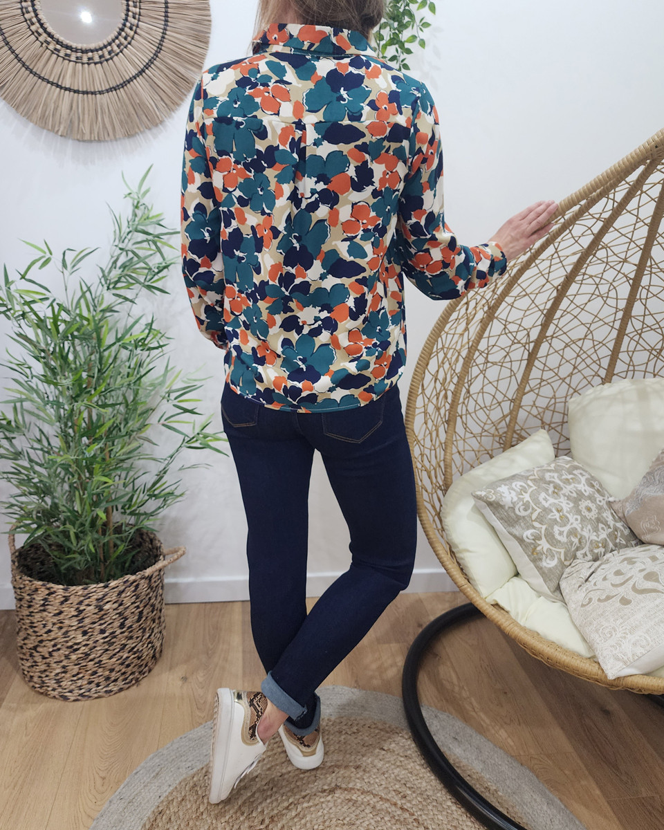 Chemisier femme vert rouille bleu Véronica