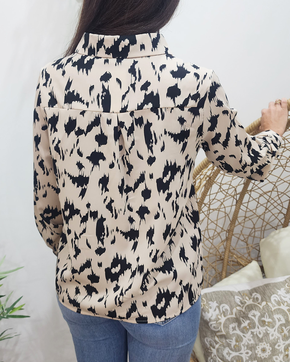 Chemisier femme beige et noir Paula