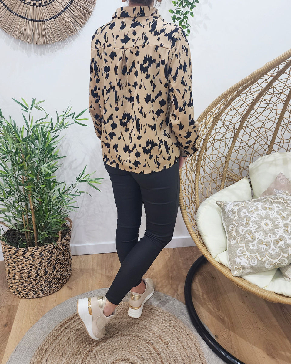 Chemisier femme taupe et noir Paula