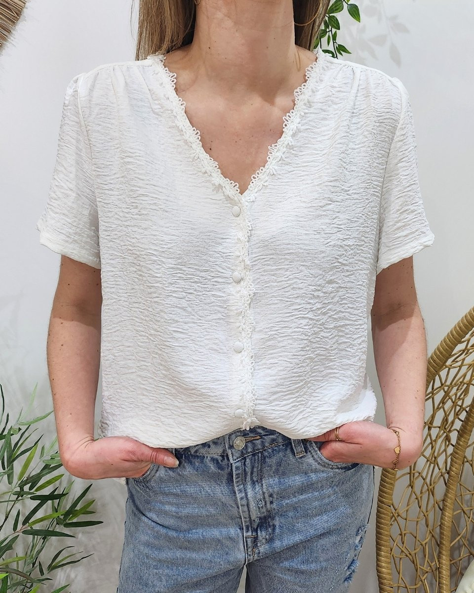 Chemisier femme blanc broderies Louison