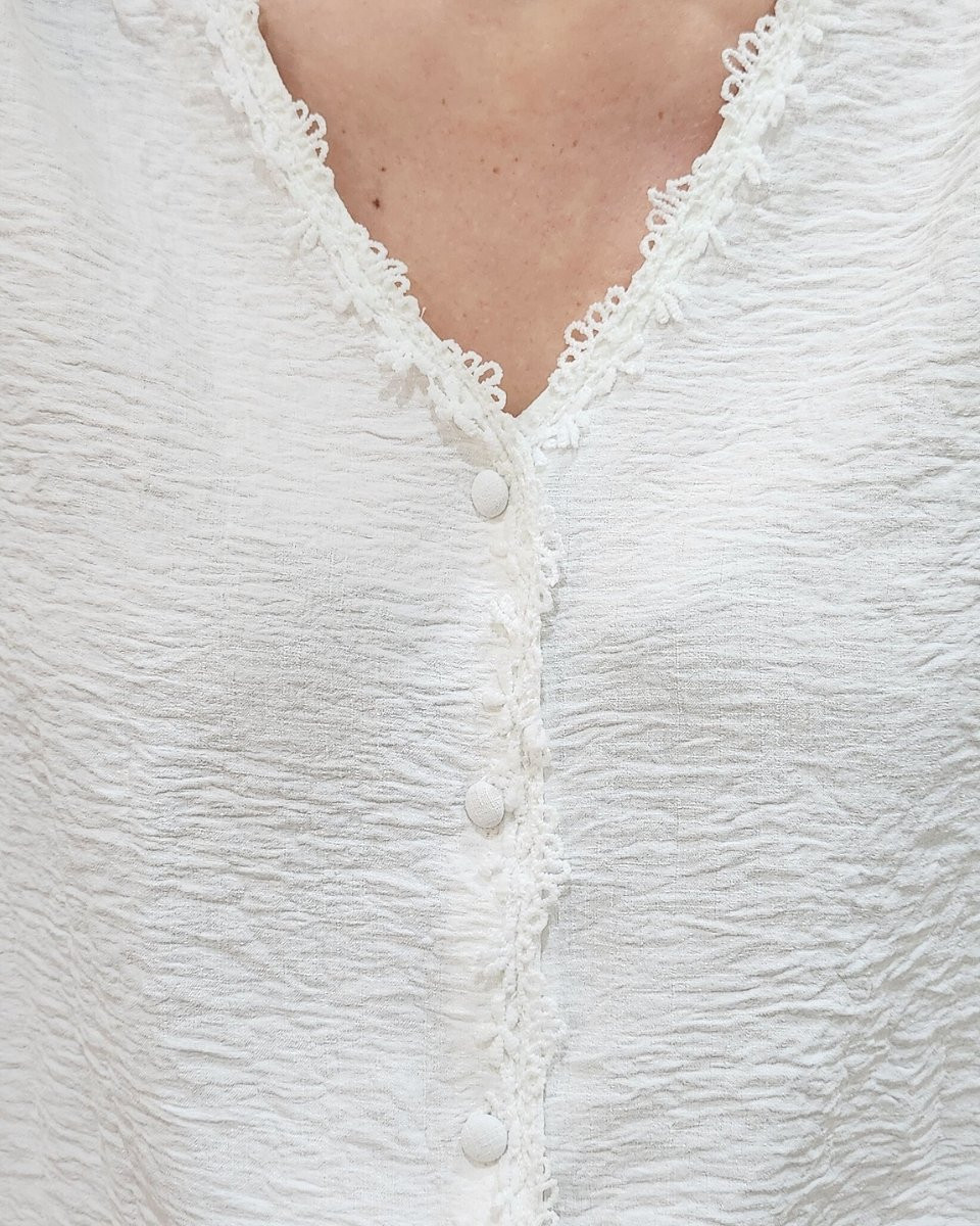 Chemisier femme blanc broderies Louison
