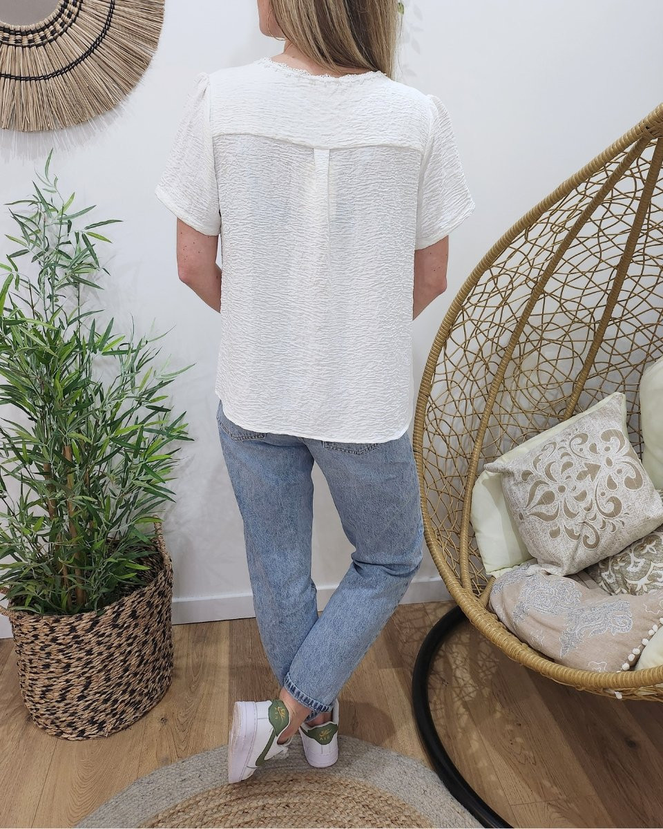 Chemisier femme blanc broderies Louison