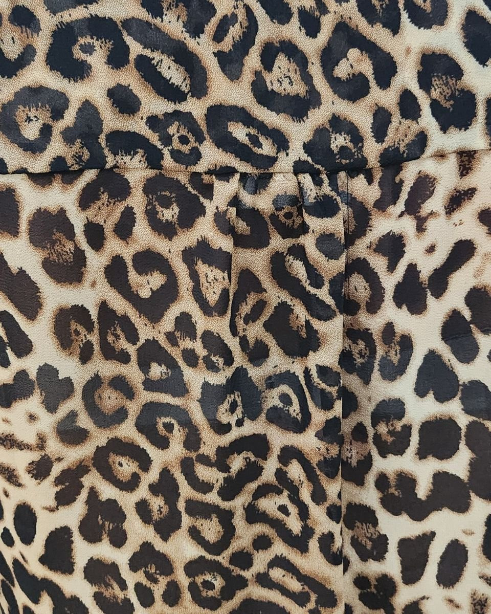 Chemisier femme imprimé léopard camel noir Agneta