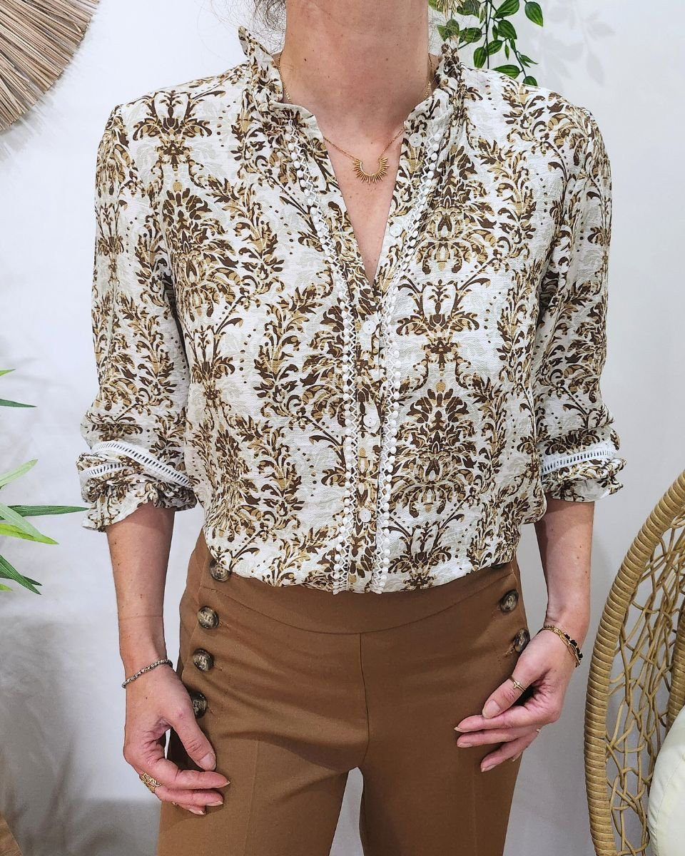 Chemisier femme camel écru beige Rosalia