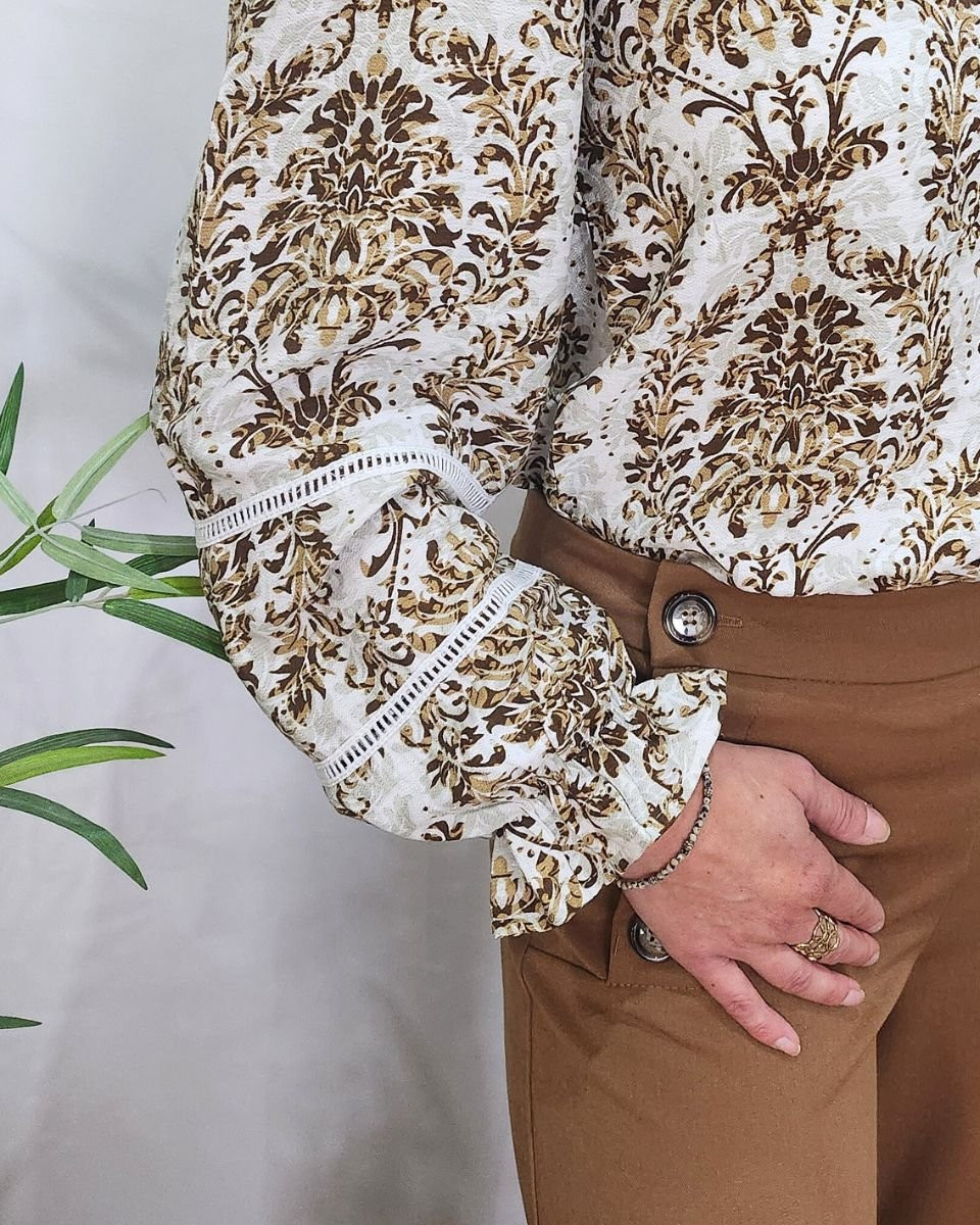 Chemisier femme camel écru beige Rosalia