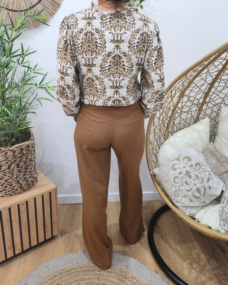 Chemisier femme camel écru beige Rosalia