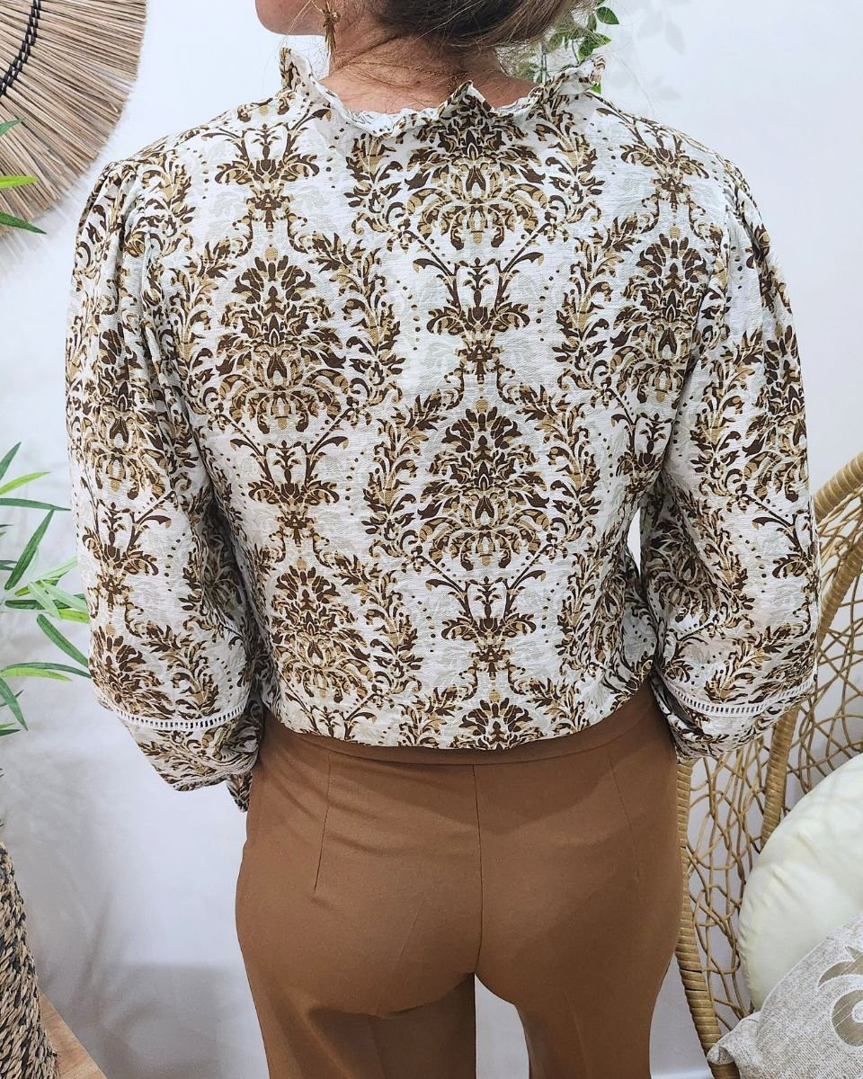 Chemisier femme camel écru beige Rosalia