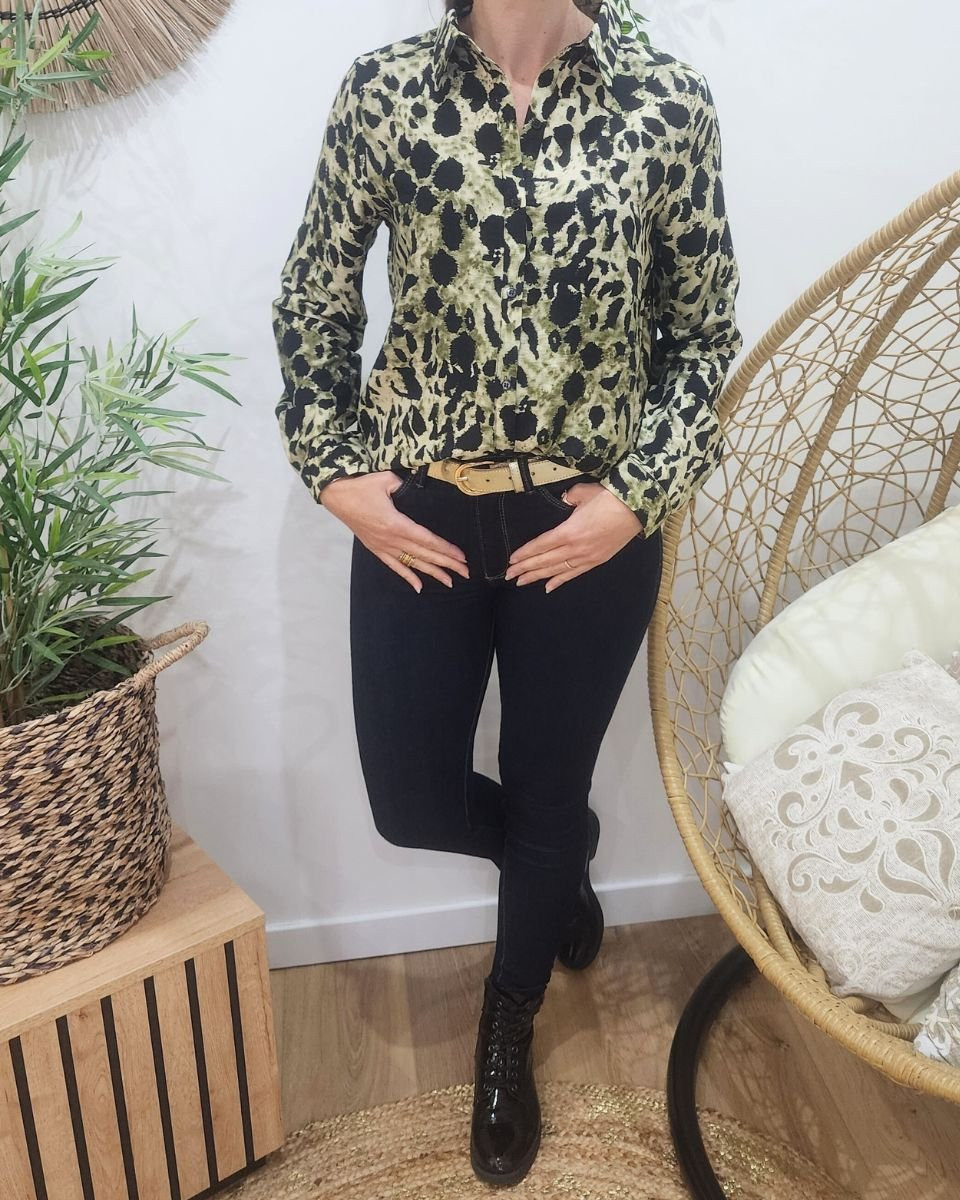 Chemisier femme kaki et noir Virginia