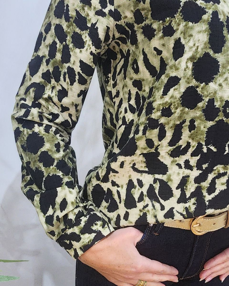 Chemisier femme kaki et noir Virginia