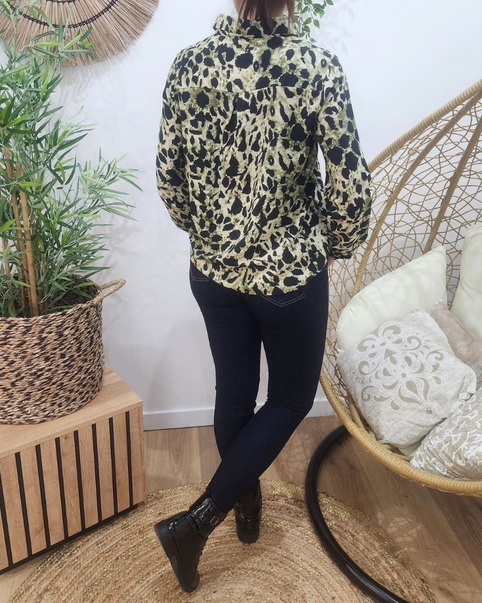 Chemisier femme kaki et noir Virginia