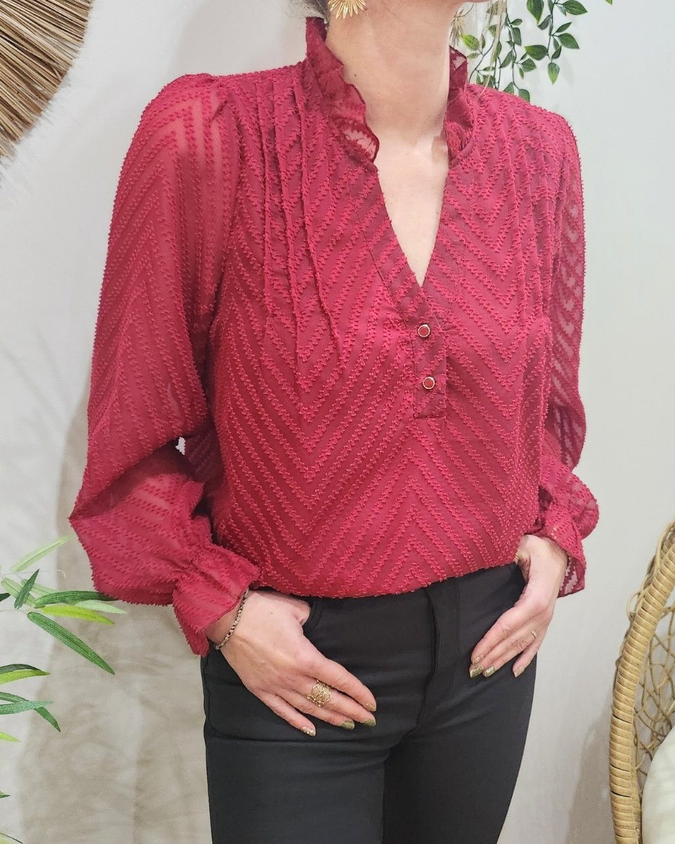 Chemisier femme fluide rouge bordeaux Rosine