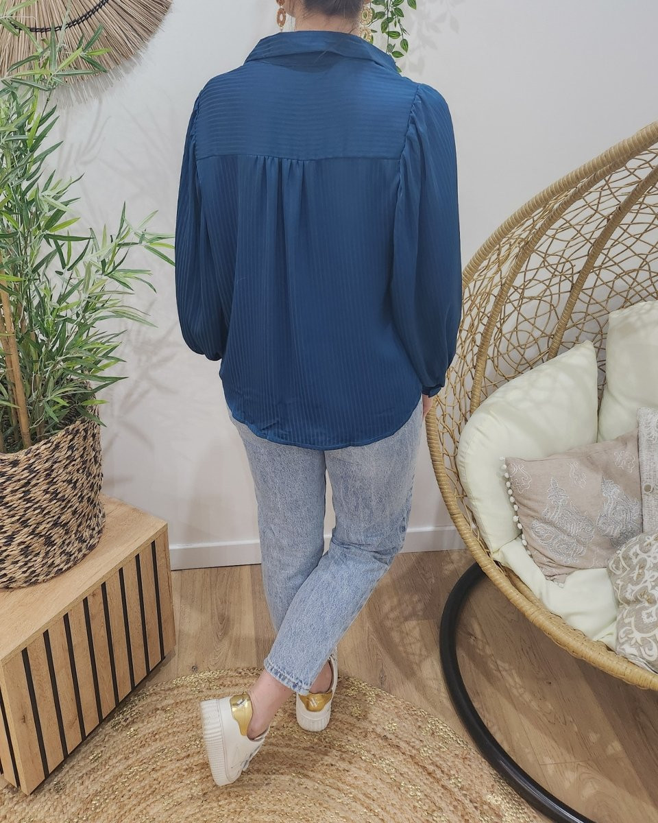 Chemisier femme bleu canard Andréa