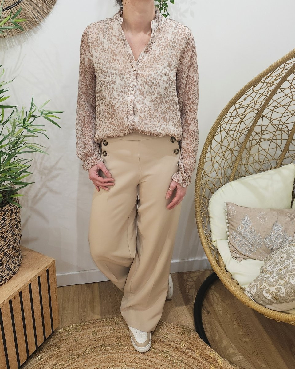 Chemisier femme taupe à motifs Amalys