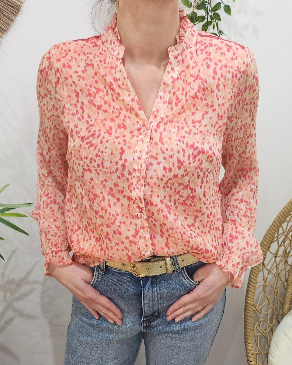 Chemisier femme corail à motifs Amalys