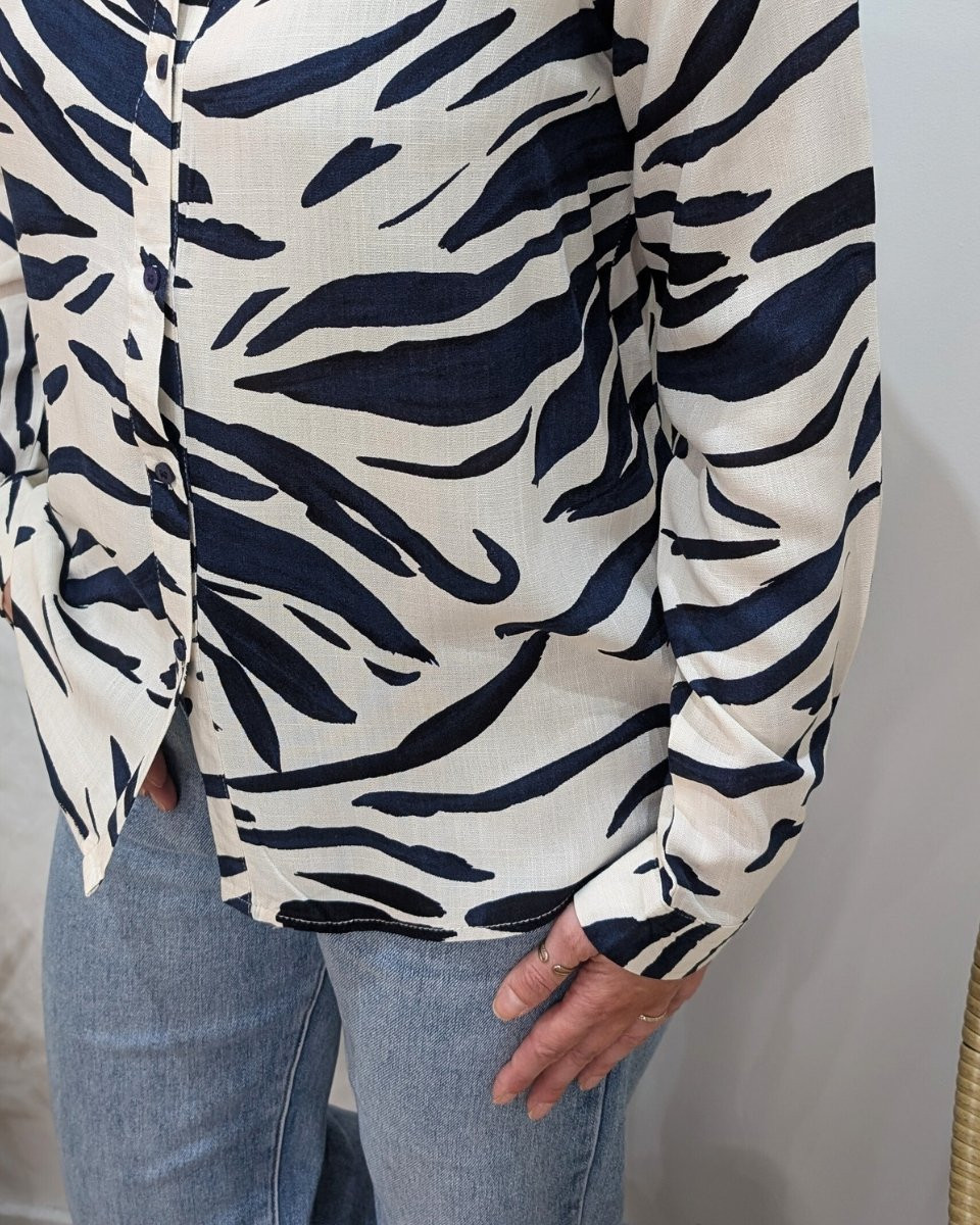 Chemisier femme écru et marine Aenor