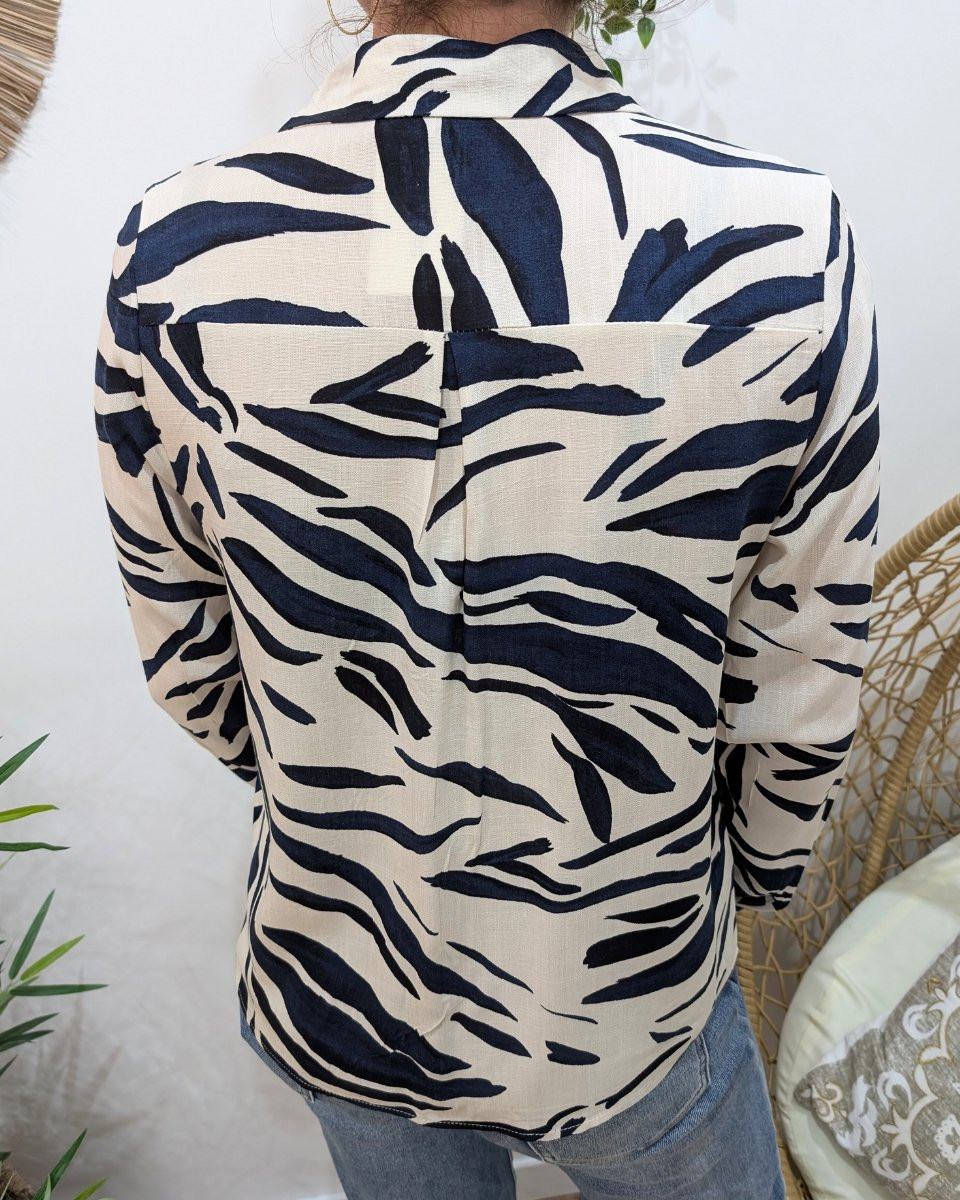 Chemisier femme écru et marine Aenor