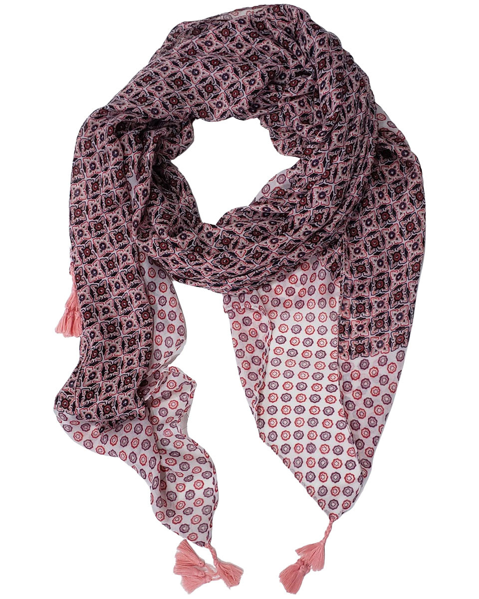 Echarpe rose à pompons Florina