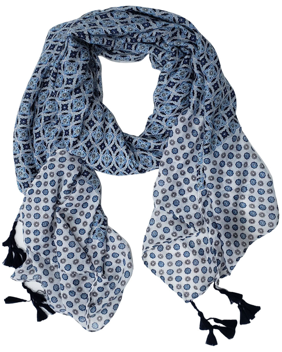 Echarpe bleue à pompons Florina