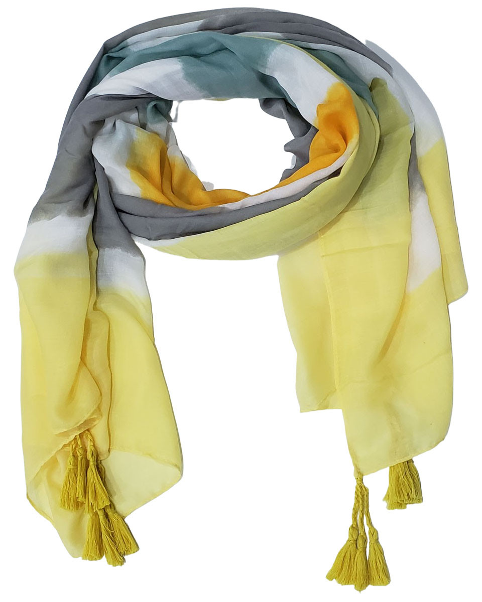 Echarpe jaune verte grise Degradis