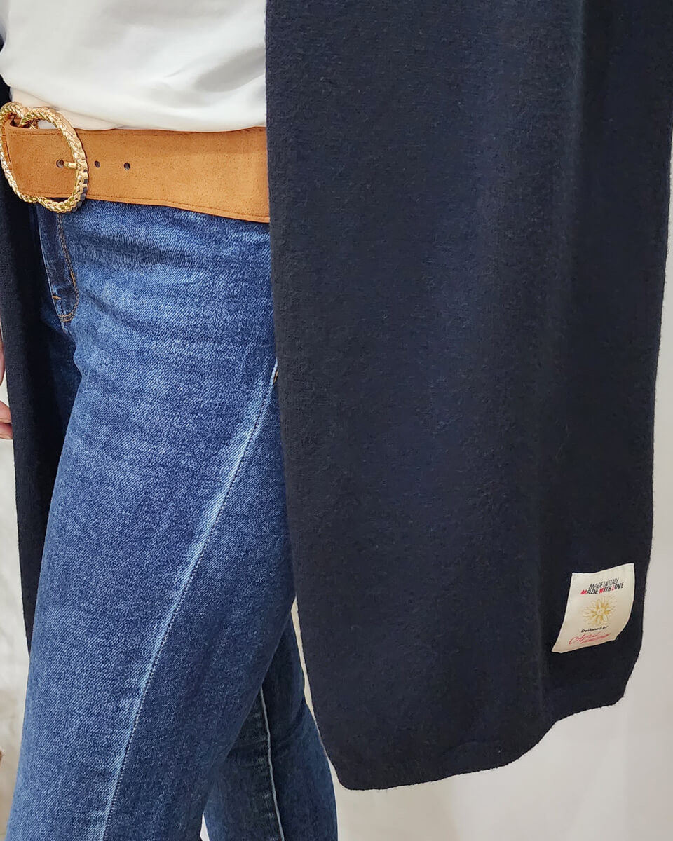 Gilet long femme uni