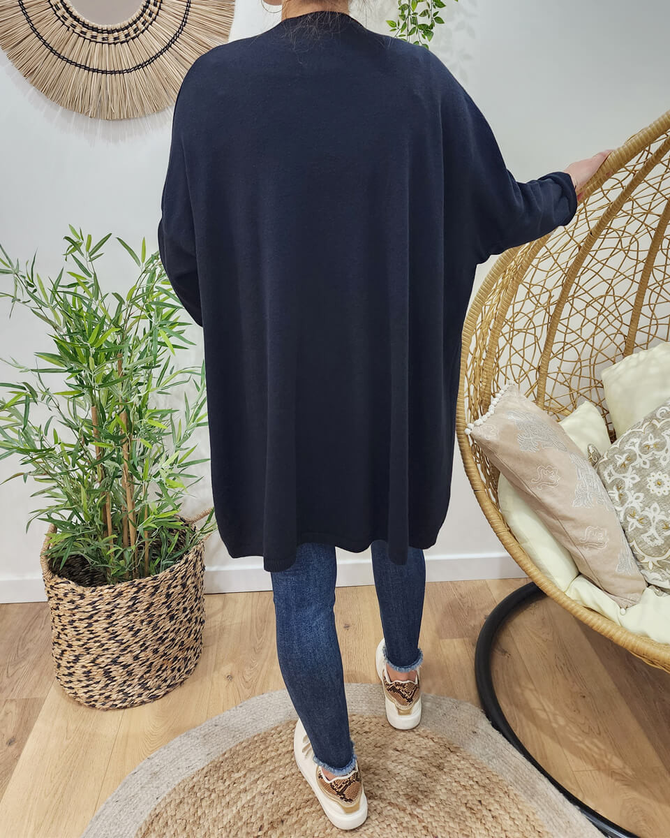 Gilet long femme uni