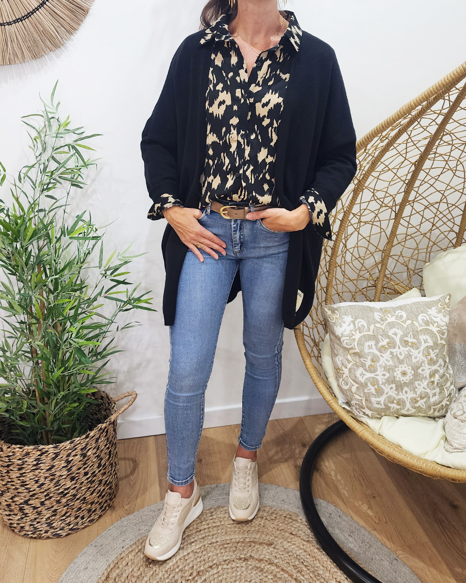 Gilet long femme uni