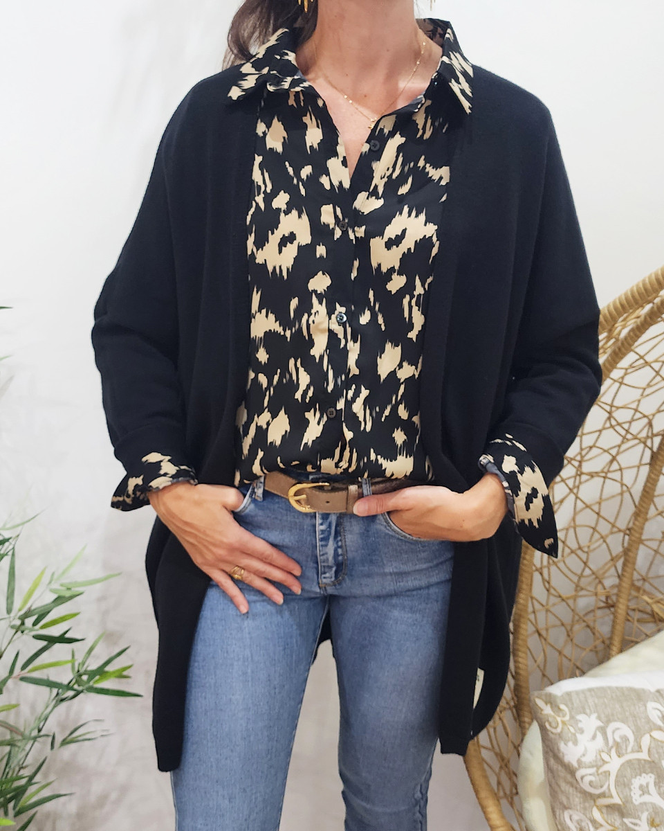 Gilet long femme uni