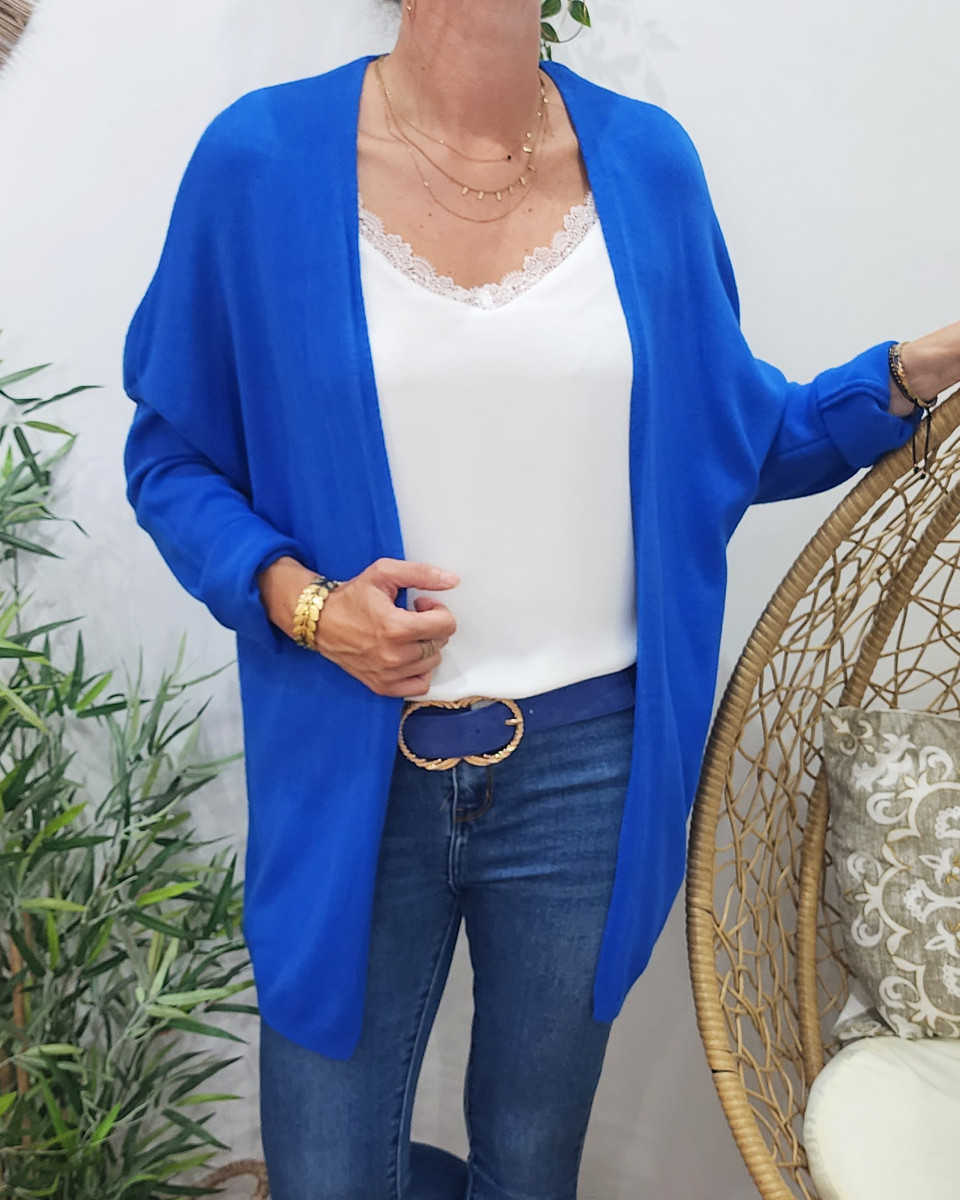 Gilet mi-long femme petite etoile relief