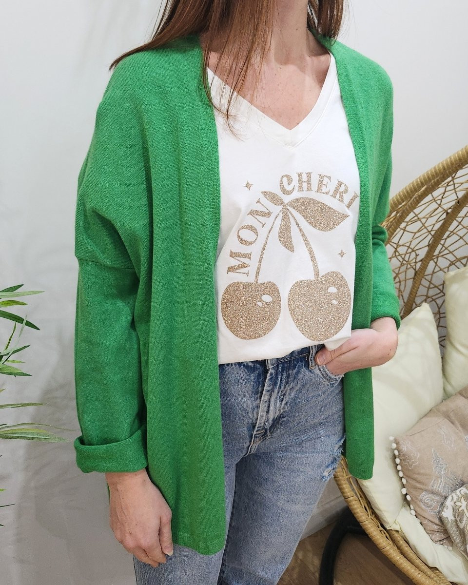 Gilet mi-long femme petite etoile relief