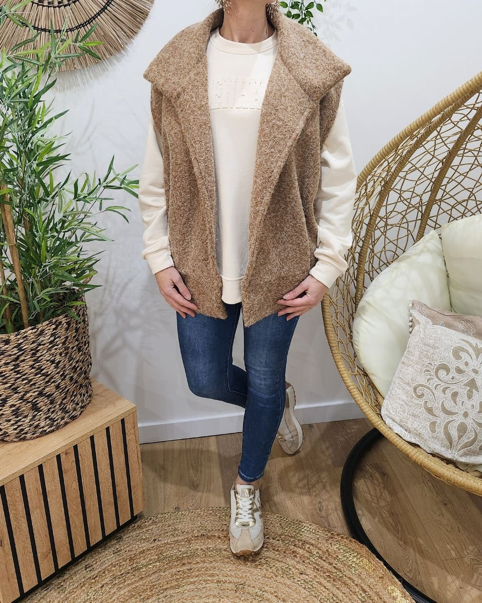 Gilet sans manches femme Renata camel