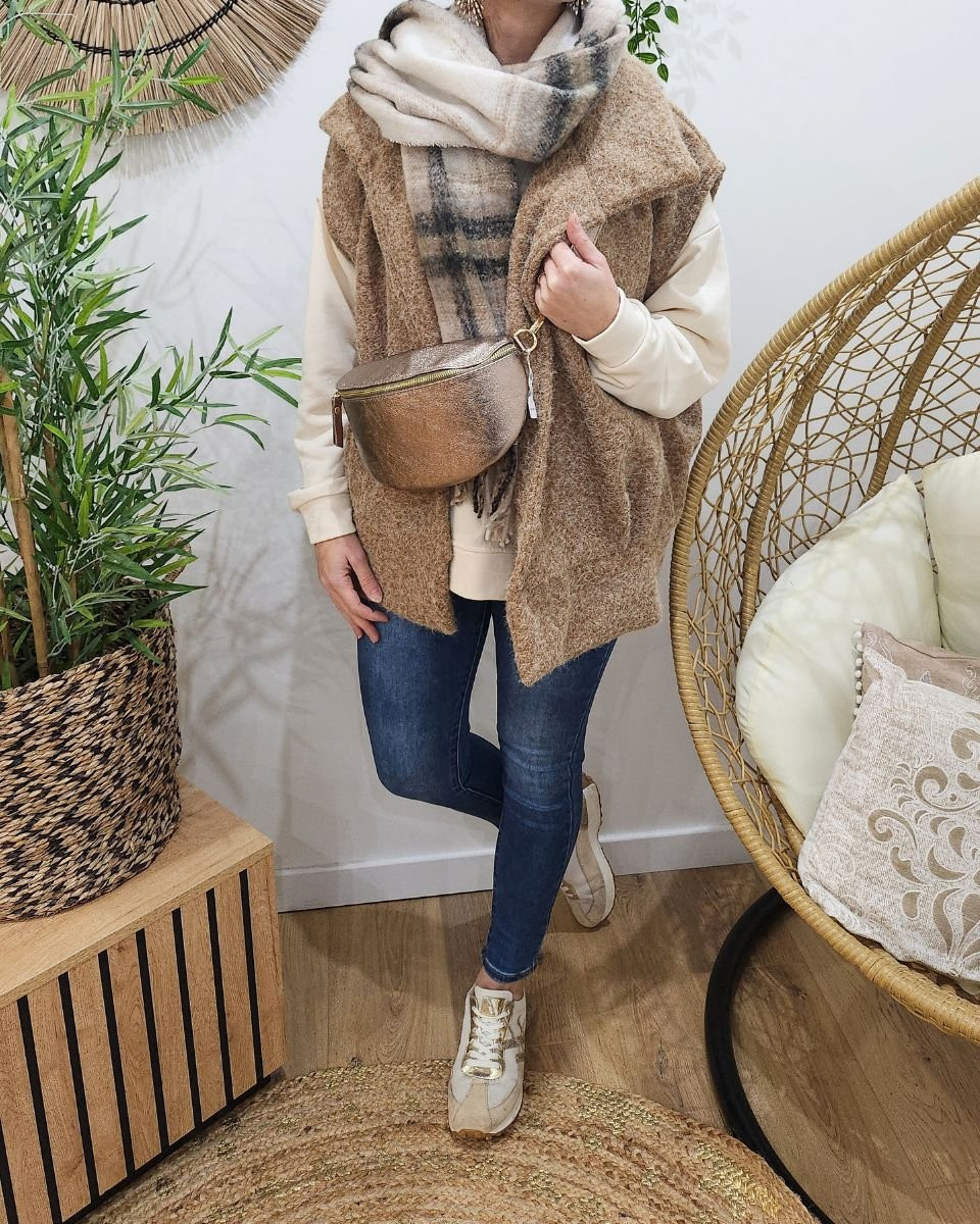 Gilet sans manches femme Renata camel