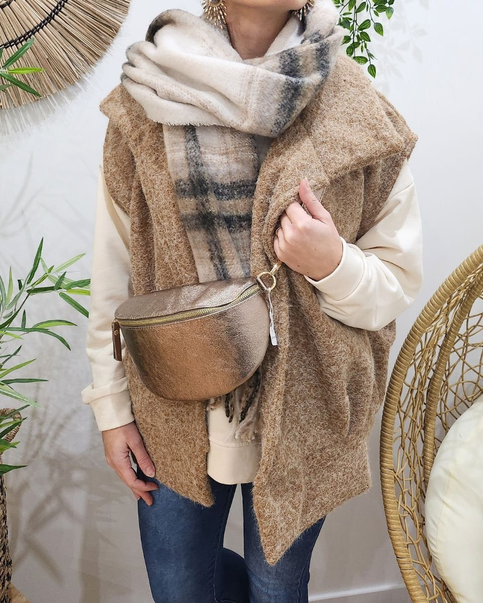 Gilet sans manches femme Renata camel