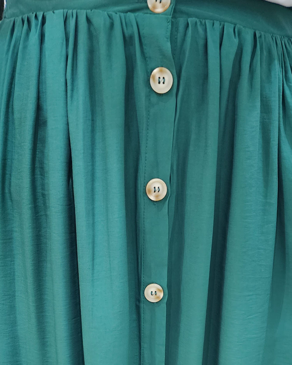 Jupe femme mi-longue boutonnée vert gazon