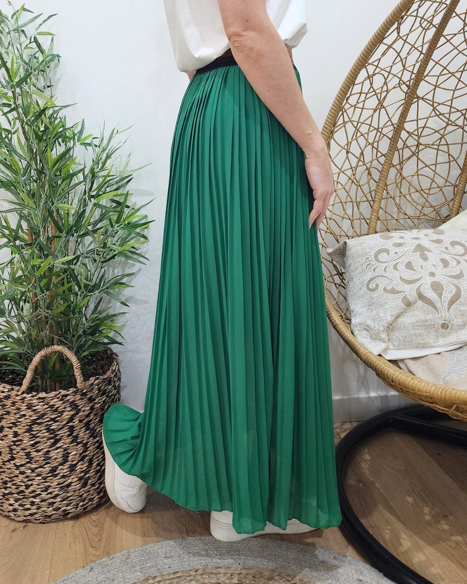 Jupe longue plissée femme élastique pailleté