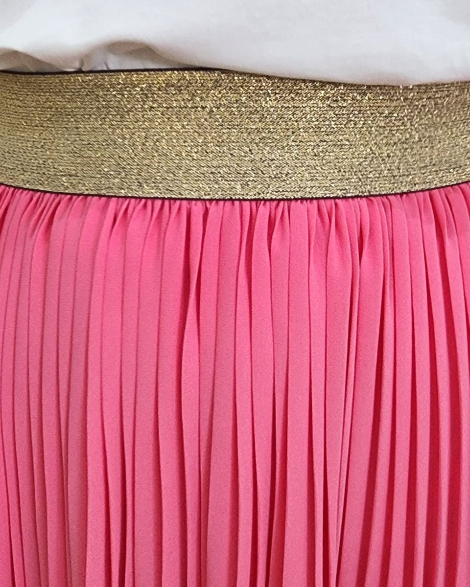 Jupe longue plissée femme élastique doré