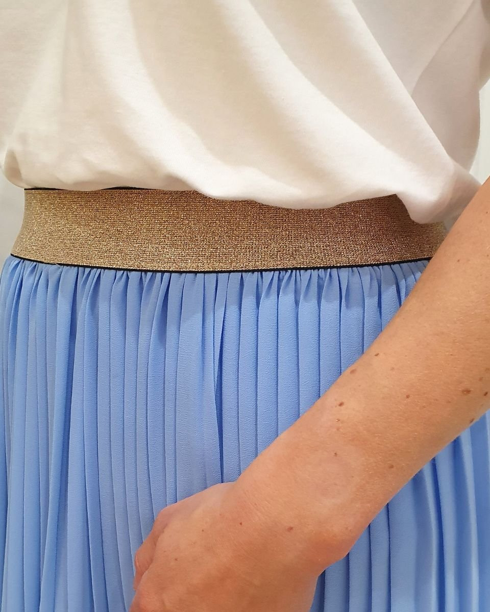 Jupe midi plissée femme élastique doré