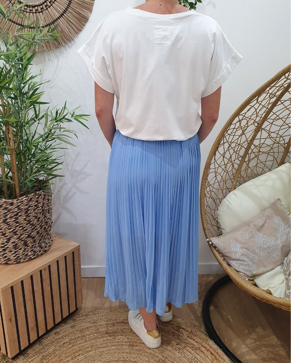 Jupe midi plissée femme élastique doré