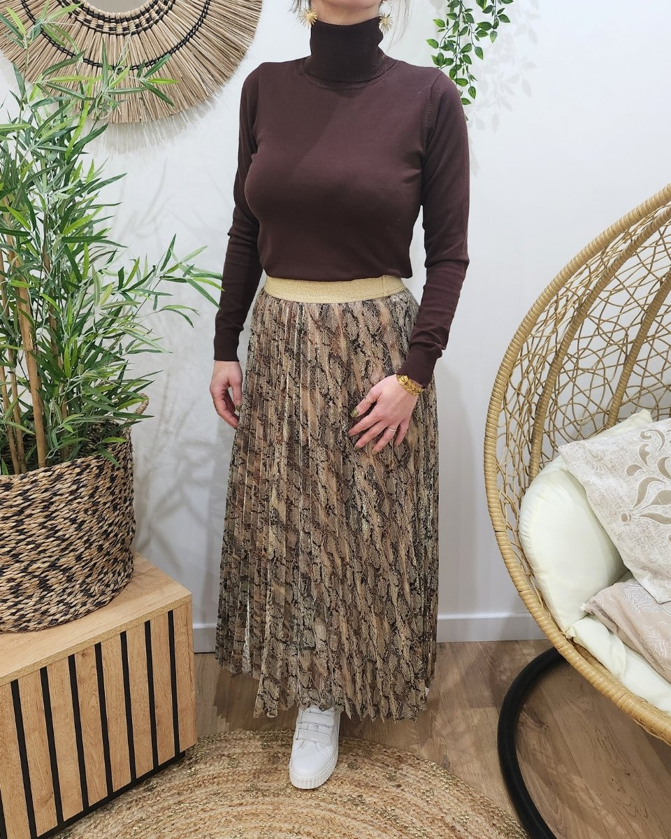 Jupe plissée femme python lurex pailleté