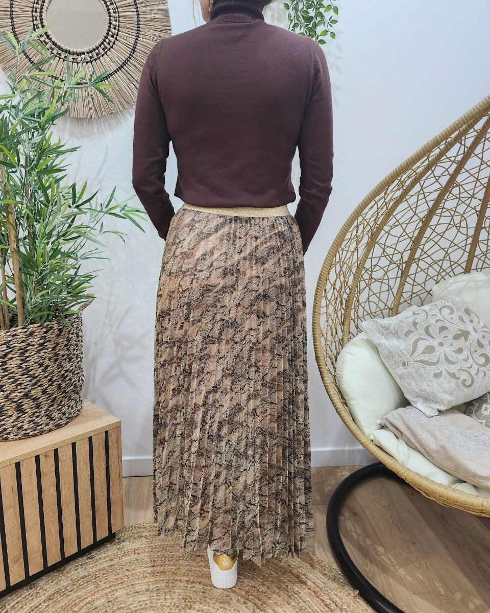 Jupe plissée femme python lurex pailleté