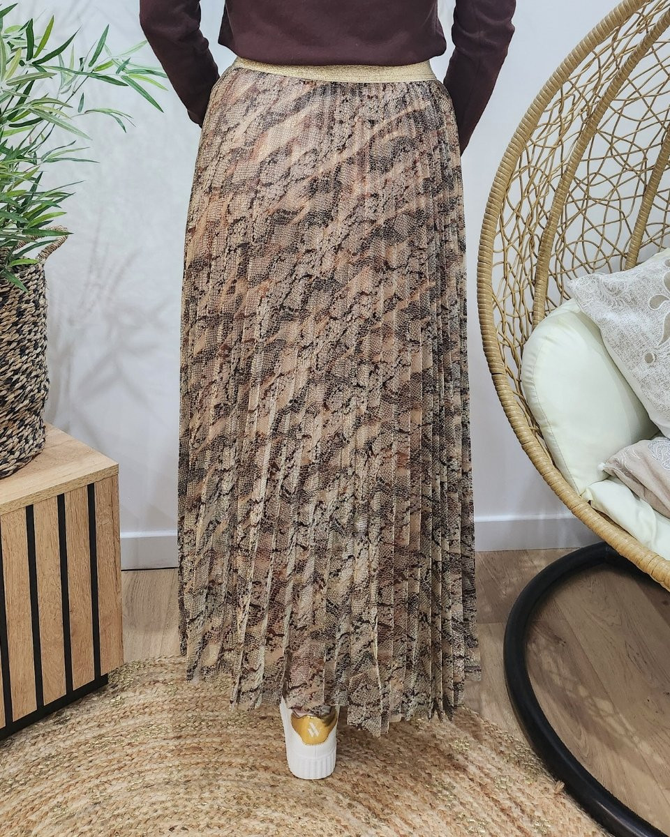 Jupe plissée femme python lurex pailleté