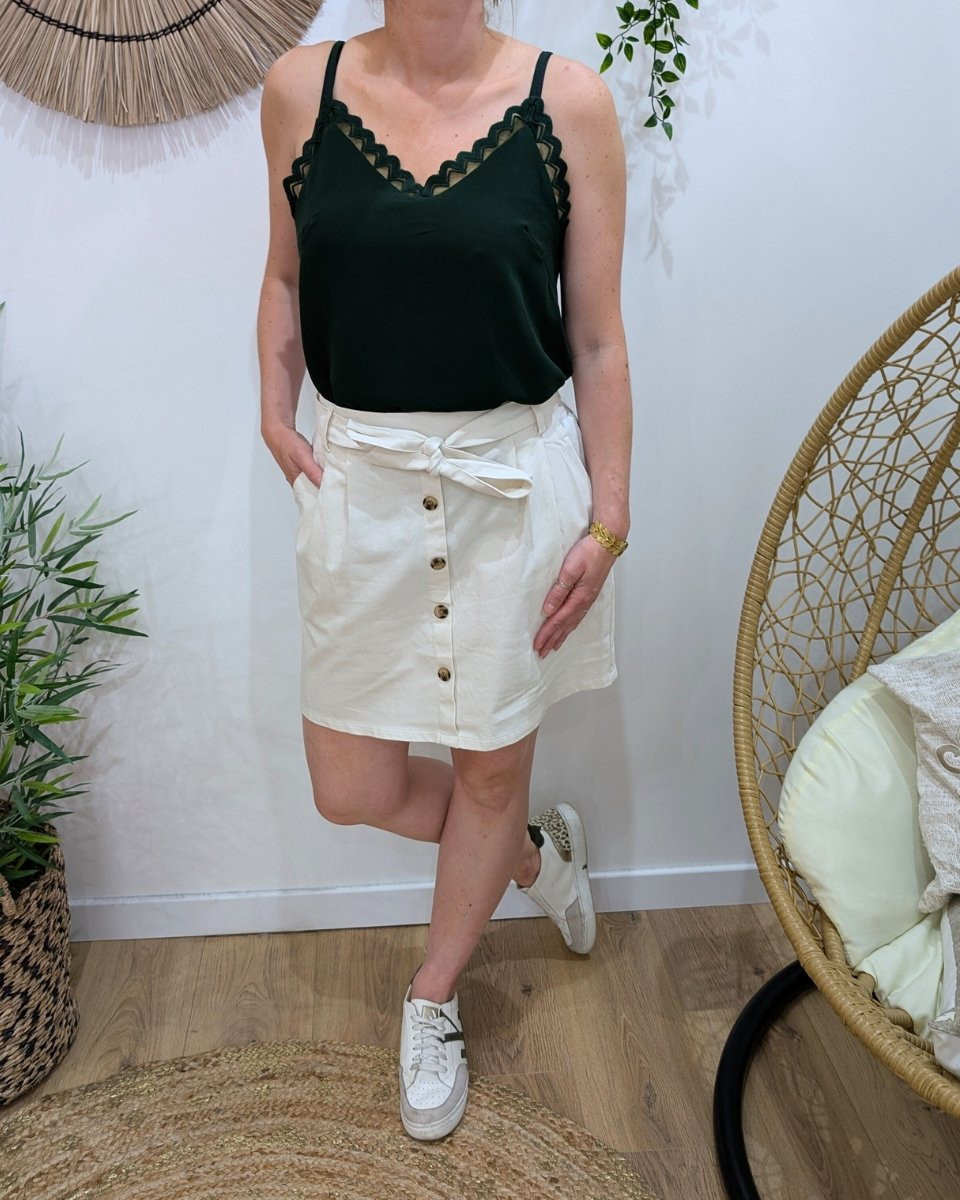 Jupe femme boutonnée coton beige Lysiane