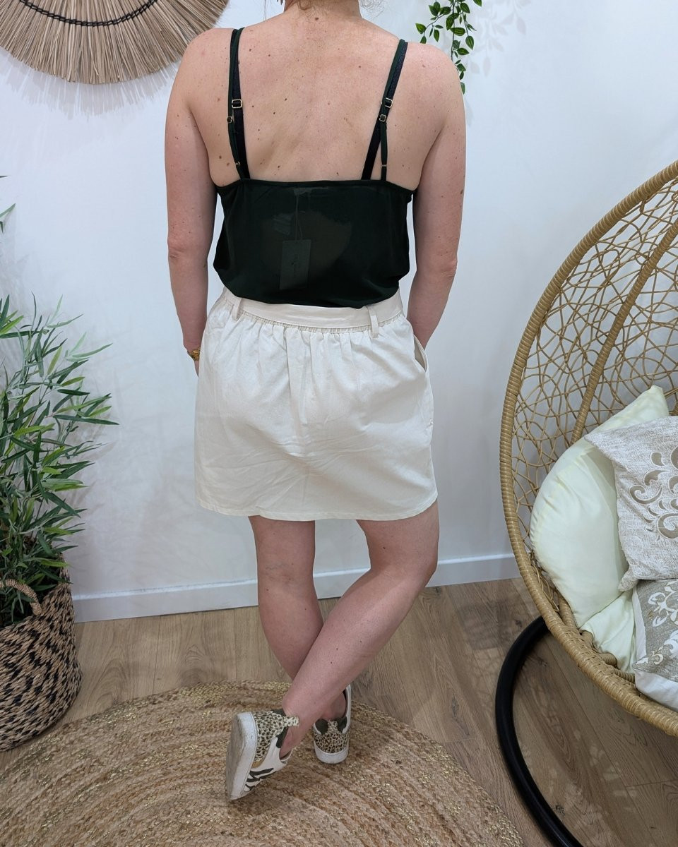 Jupe femme boutonnée coton beige Lysiane